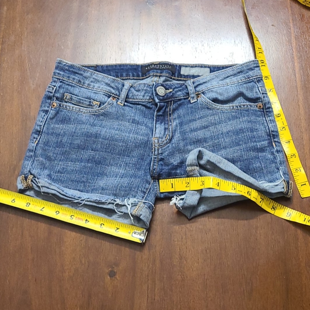AEROPOSTALE 2x3 MIDI CUTOFF, FADED, DISTRESSED 2016 DENIM JEANS SHORTS